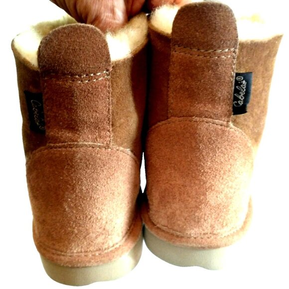 Cabelas Women's Boots Shearling Lined Suede Ankle Bootie Pull On Non-Slip - 8M - Picture 5 of 8